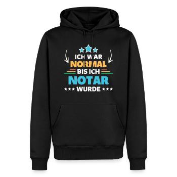 Ich war normal bis ich Notar wurde - Männer Premium Bio Hoodie - Schwarz - Vorne - Nico (187cm)