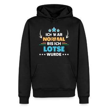 Ich war normal bis ich Lotse wurde - Männer Premium Bio Hoodie - Schwarz - Vorne - Nico (187cm)