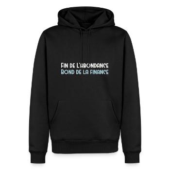 Fin de l’abondance, bond de la finance - Sweat à capuche Premium bio Homme - noir - Devant - Nico (187cm)