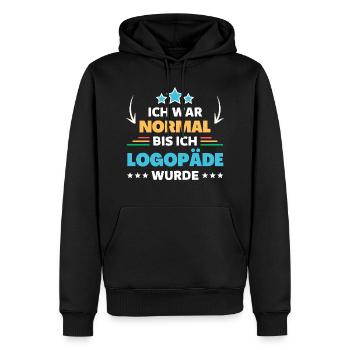 Ich war normal bis ich Logopäde wurde - Männer Premium Bio Hoodie - Schwarz - Vorne - Nico (187cm)