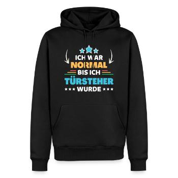 Ich war normal bis ich Türsteher wurde - Männer Premium Bio Hoodie - Schwarz - Vorne - Nico (187cm)