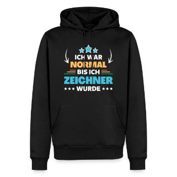 Ich war normal bis ich Zeichner wurde - Männer Premium Bio Hoodie - Schwarz - Vorne - Nico (187cm)