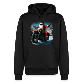 Motard Père Noël - Sweat à capuche Premium bio Homme - noir - Devant - Nico (187cm)