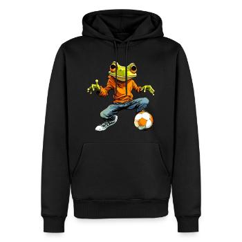 Football des grenouilles - Sweat à capuche Premium bio Homme - noir - Devant - Nico (187cm)