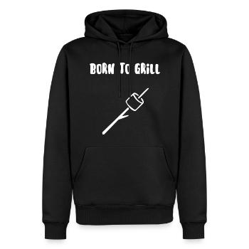 Zum Grillen geboren - Männer Premium Bio Hoodie - Schwarz - Vorne - Nico (187cm)