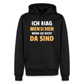 J’aime les gens quand ils ne sont pas là - Sweat à capuche Premium bio Homme - noir - Devant - Nico (187cm)