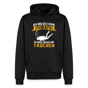 Ich brauche ich muss einfach nur Tauchen - Männer Premium Bio Hoodie - Schwarz - Vorne - Nico (187cm)