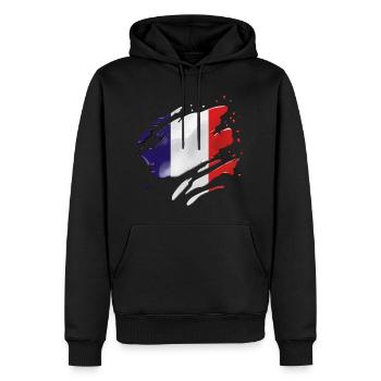 FRANKREICH FAHNE FLAGGE FRANKREICH - Männer Premium Bio Hoodie - Schwarz - Vorne - Nico (187cm)