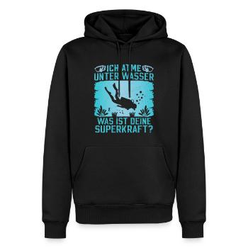 Ich atme unter Wasser Was ist deine Superkraft - Männer Premium Bio Hoodie - Schwarz - Vorne - Nico (187cm)