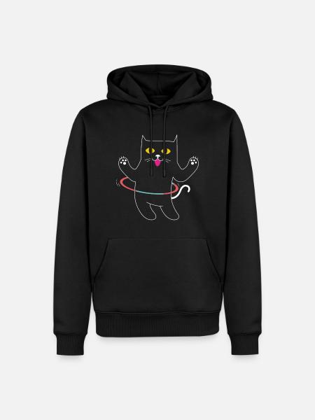 DANCING CAT, LUSTIGE KATZE, TANZENDE/WITZIGE KATZE - Herre Premium økologisk hoodie - sort