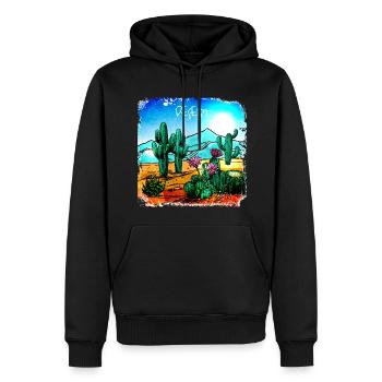 Cactus dans un paysage désertique - Sweat à capuche Premium bio Homme - noir - Devant - Nico (187cm)