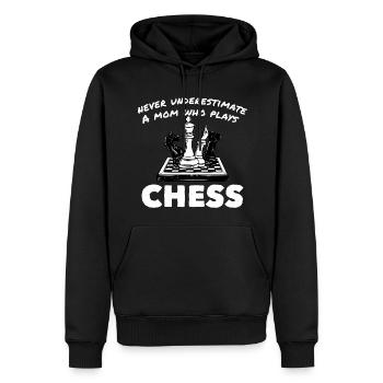 Unterschätze niemals eine Mutter die Schach spielt - Männer Premium Bio Hoodie - Schwarz - Vorne - Nico (187cm)