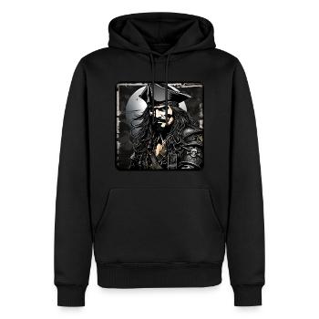 Grim Pirate, Buccaneer, Sailor, Captain - Men’s Premium Organic Hoodie - black - Front - Nico (187cm)
