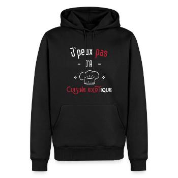 j'peux pas j'ai cuisine exotique - Sweat à capuche Premium bio Homme - noir - Devant - Nico (187cm)