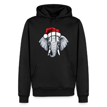 Elephant Head Christmas Xmas - Men’s Premium Organic Hoodie - black - Front - Nico (187cm)