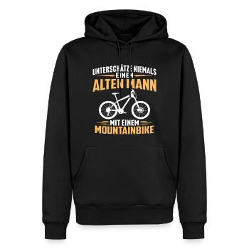 Alten Mann mit einem Mountainbike - Männer Premium Bio Hoodie - Schwarz - Vorne - Nico (187cm)