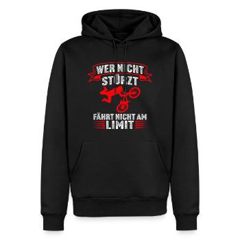 wer nicht stürzt fährt nicht am limit mountainbike - Männer Premium Bio Hoodie - Schwarz - Vorne - Nico (187cm)