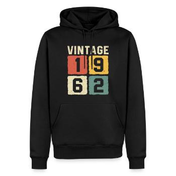 Millésime 1962 Né en 1962 - Sweat à capuche Premium bio Homme - noir - Devant - Nico (187cm)
