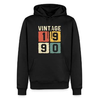 Millésime 1990 Né en 1990 - Sweat à capuche Premium bio Homme - noir - Devant - Nico (187cm)
