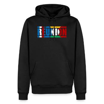 Réunion - Sweat à capuche Premium bio Homme - noir - Devant - Nico (187cm)