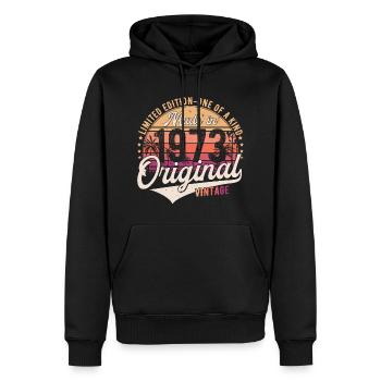 1973 Vintage Born Vintage Cadeau d’anniversaire - Sweat à capuche Premium bio Homme - noir - Devant - Nico (187cm)