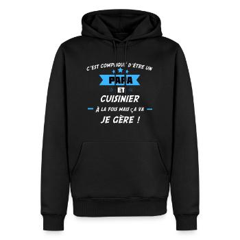 compliqué d’être papa & cuisinier - Sweat à capuche Premium bio Homme - noir - Devant - Nico (187cm)