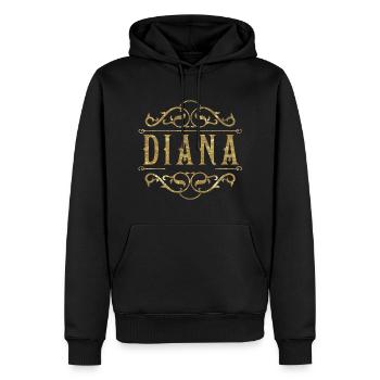 Diana gold - Männer Premium Bio Hoodie - Schwarz - Vorne - Nico (187cm)