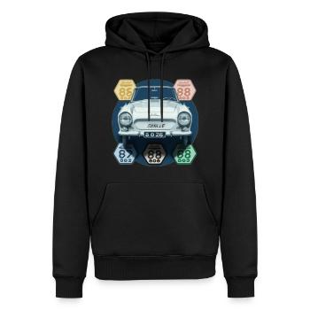 Autoaufkleber 70er Jahre - Männer Premium Bio Hoodie - Schwarz - Vorne - Nico (187cm)