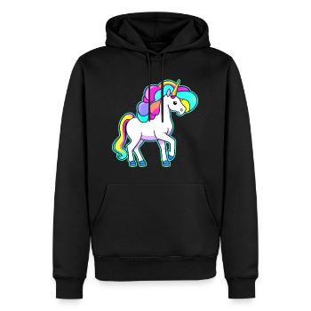 Buntes Regenbogen Einhorn - Männer Premium Bio Hoodie - Schwarz - Vorne - Nico (187cm)
