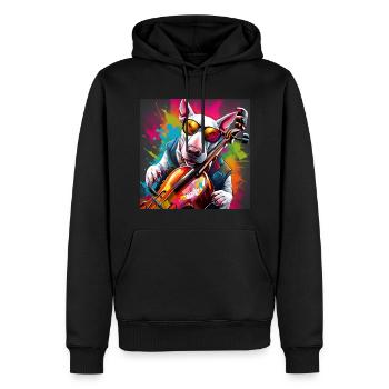 Cool Bassiste anglais Bull Terrier - Sweat à capuche Premium bio Homme - noir - Devant - Nico (187cm)