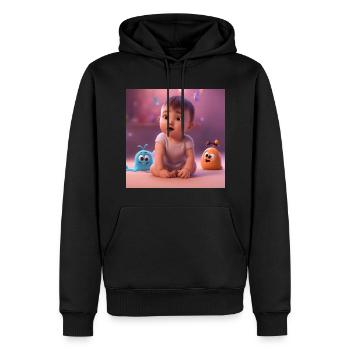 bébé mignon avec des créatures - Sweat à capuche Premium bio Homme - noir - Devant - Nico (187cm)