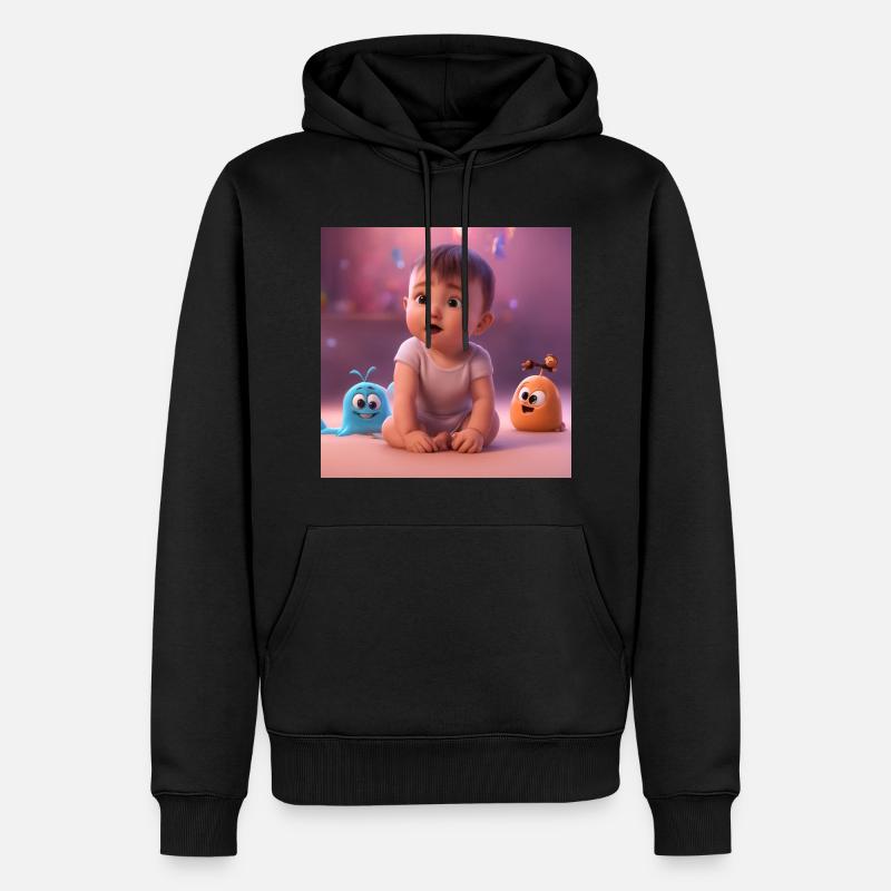 bébé mignon avec des créatures - Sweat à capuche Premium bio Homme - noir
