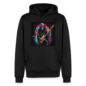 The Grim Reaper Death Guitarist Splash Art - Men’s Premium Organic Hoodie - black - Front - Nico (187cm)