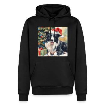 Arbre de Noël Border Collie Sheepdog - Sweat à capuche Premium bio Homme - noir - Devant - Nico (187cm)