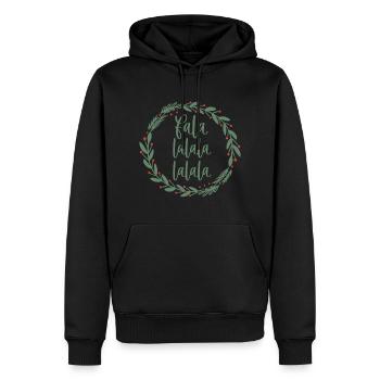Fa La La Sage Green Christmas Wreath Fun - Men’s Premium Organic Hoodie - black - Front - Nico (187cm)