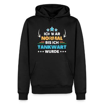 J’étais normal jusqu’à ce que je devienne pompiste - Sweat à capuche Premium bio Homme - noir - Devant - Nico (187cm)