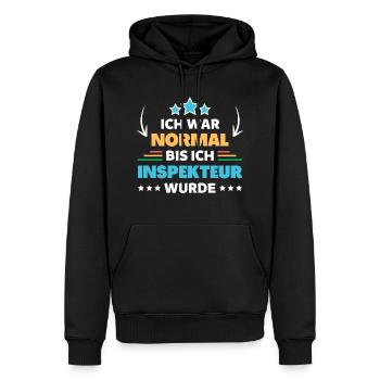 I was normal until I became an inspector - Men’s Premium Organic Hoodie - black - Front - Nico (187cm)