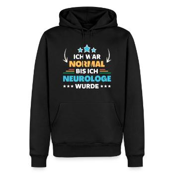 Ich war normal bis ich Neurologe wurde - Männer Premium Bio Hoodie - Schwarz - Vorne - Nico (187cm)