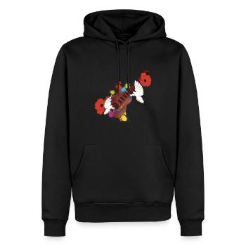 Frieden und Liebe - Männer Premium Bio Hoodie - Schwarz - Vorne - Nico (187cm)