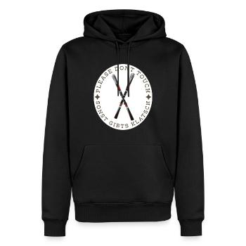 Ski: Please don't touch - sonst gibt's Klatsch! - Männer Premium Bio Hoodie - Schwarz - Vorne - Nico (187cm)