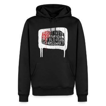 S'il vous plaît regarder les uns les autres dans ce putain monde - Sweat à capuche Premium bio Homme - noir - Devant - Nico (187cm)