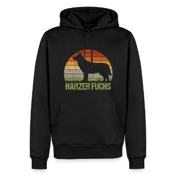 Harzer Fuchs Vintage Retro - Männer Premium Bio Hoodie - Schwarz - Vorne - Nico (187cm)