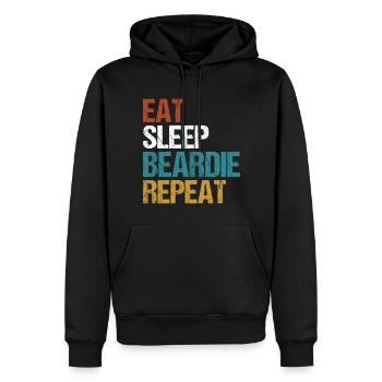 Bearded Collie Beardie Eat Sleep Saying Vintage - Men’s Premium Organic Hoodie - black - Front - Nico (187cm)