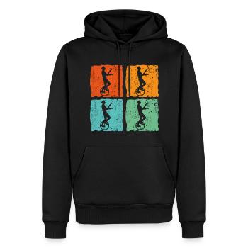 Monocycle Vélo Cirque Acrobate Clown Vintage - Sweat à capuche Premium bio Homme - noir - Devant - Nico (187cm)