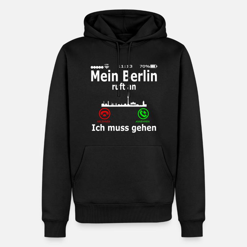 Berlin is Calling - Männer Premium Bio Hoodie - Schwarz