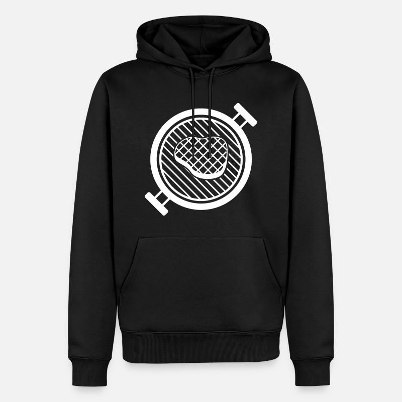 BBQ Grill mit Grillfleisch - Männer Premium Bio Hoodie - Schwarz