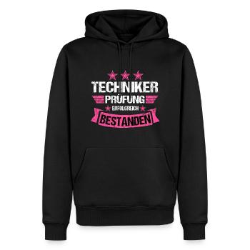 Techniker Abschluss Prüfung bestanden Meister Pink - Männer Premium Bio Hoodie - Schwarz - Vorne - Nico (187cm)