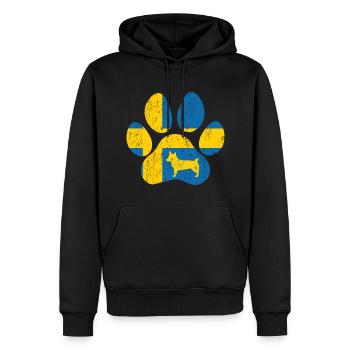 Suédois Vallhund Västgötaspets Dog Paw Flag - Sweat à capuche Premium bio Homme - noir - Devant - Nico (187cm)