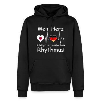Japan Deutschland Flagge Herz Fahne Herzschlag - Männer Premium Bio Hoodie - Schwarz - Vorne - Nico (187cm)