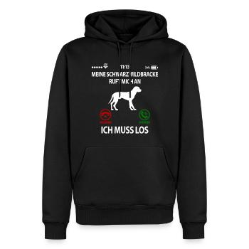 Schwarzwildbracke Slovenský Kopov ruft an Spruch - Männer Premium Bio Hoodie - Schwarz - Vorne - Nico (187cm)